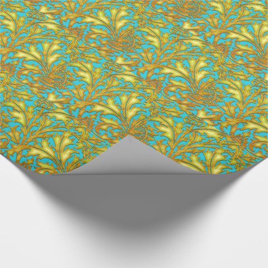 Blue Gold Thistle Geschenkpapier (Ecke)