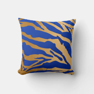 Blue & Gold Tiger Print Throw Kissen