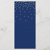 Blue & Gold Tiny Confetti Wedding Menu Card Menükarte (Rückseite)