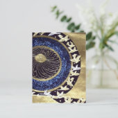 blue gold Traditional kimono japanese crane Postkarte (Stehend Vorderseite)