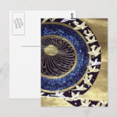 blue gold Traditional kimono japanese crane Postkarte (Vorne/Hinten)