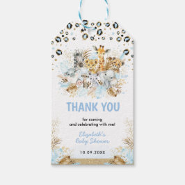 Blue Gold Tropical Safari Animals Boy Baby Dusche Geschenkanhänger