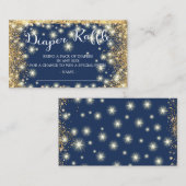 Blue & Gold Twinkle Star Diaper Raffle Ticket Begleitkarte (Vorne/Hinten)
