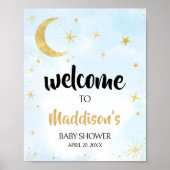 Blue Gold über dem Mond Baby Dusche Empfang Poster (Vorne)