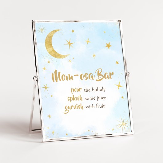 Blue Gold über dem Mond Baby Dusche Mama Osa Bar Poster