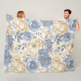 Blue Gold und Tan Floral Fleecedecke