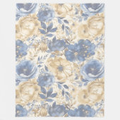 Blue Gold und Tan Floral Fleecedecke (Vorderseite)