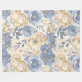 Blue Gold und Tan Floral Fleecedecke (Vorderseite (Horizontal))