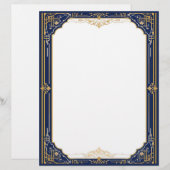 Blue Gold und White Art Deco Briefbogen (Vorne/Hinten)