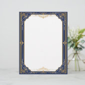 Blue Gold und White Art Deco Briefbogen (Stehend Vorderseite)