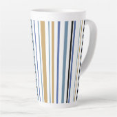 Blue Gold und White Beach Colour Stripes Kaffeemas Milchtasse (Rechte Ecke)