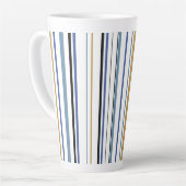 Blue Gold und White Beach Colour Stripes Kaffeemas Milchtasse (Linke Ecke)