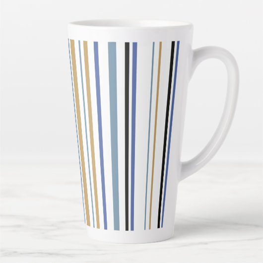Blue Gold und White Beach Colour Stripes Kaffeemas Milchtasse (Rechts)