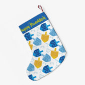Blue Gold und White Hanukkah Dreidel Fun Kleiner Weihnachtsstrumpf (Rückseite (Hängend))