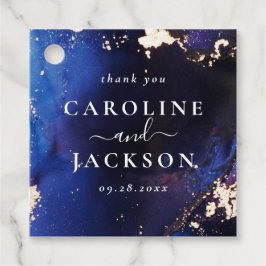 Blue Gold Universe Wedding Custom Geschenkanhänger