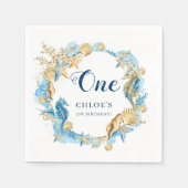 Blue & Gold unter dem Meer Geburtstag Serviette (Vorderseite)
