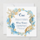 Blue & Gold unter dem Sea Boy Birthday Square Einladung (Vorderseite)