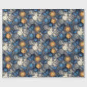 Blue & Gold Urban Hex Wrap Geschenkpapier (Flach)