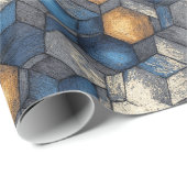 Blue & Gold Urban Hex Wrap Geschenkpapier (Rolleneckpunkt)