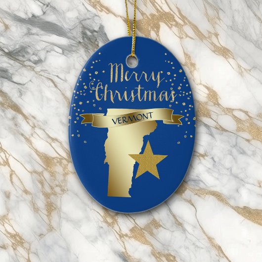 Blue Gold Vermont Star Keramikornament