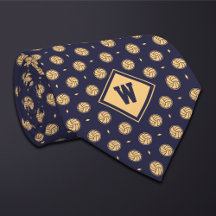 Blue Gold Volleyball Icon Necktie