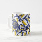 Blue Gold Volleyball Team Farben Trainer Name Kaffeetasse (Vorderseite Links)