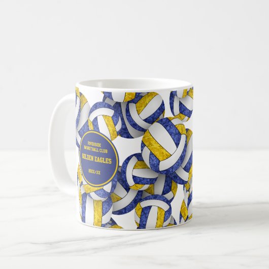 Blue Gold Volleyball Team Farben Trainer Name Kaffeetasse (Vorderseite Links)