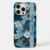 Blue Gold Vones Agate Monogram iPhone Hülle (Rückseite)