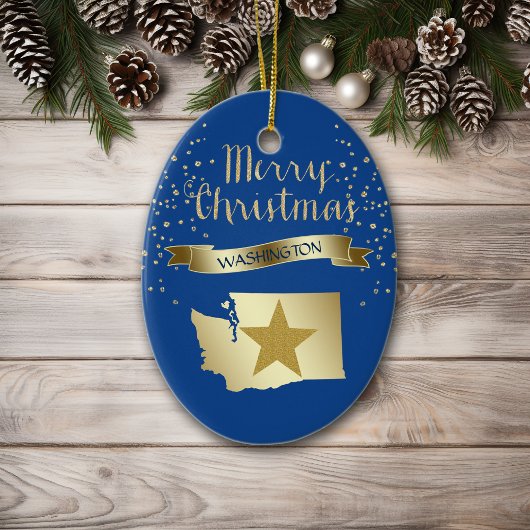 Blue Gold Washington Keramik Ornament