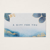 Blue Gold Wassercolor Botanische Blätter Geschenkk (Vorderseite)