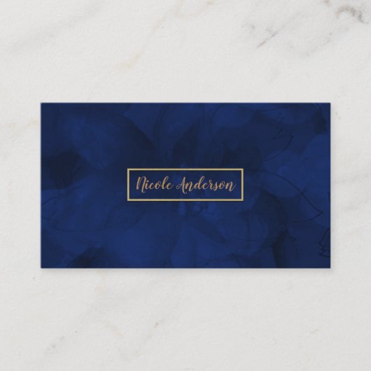Blue Gold Wasserfarbe Blumenglam Elegante Moderne Visitenkarte (Vorderseite)
