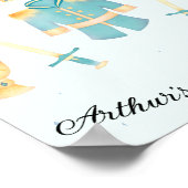 Blue & Gold Wasserfarbe Little Prince Begrüßungsze Poster (Ecke)