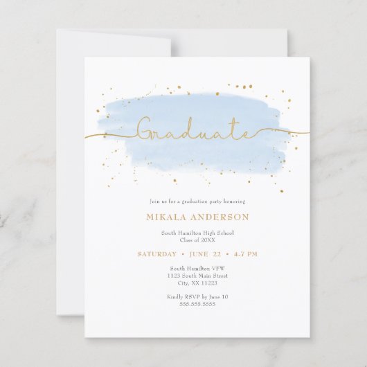 Blue Gold Watercolor Abschluss PAPIER (Vorderseite)