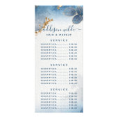 Blue Gold Watercolor Blätter Business Menu Werbekarte (Vorne)