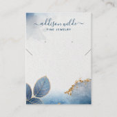 Blue Gold Watercolor Blätter Necklace Display Card Visitenkarte (Vorderseite)