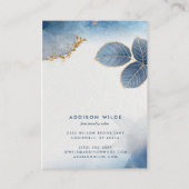 Blue Gold Watercolor Blätter Necklace Display Card Visitenkarte (Rückseite)