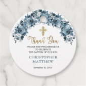 Blue Gold Watercolor Blumenjungen Taufe Vielen Dan Geschenkanhänger (Vorderseite)