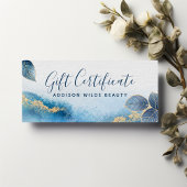Blue Gold Watercolor Botanic Gift Certificate