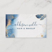 Blue Gold Watercolor Botanische Blätter Abstrakte  Visitenkarte (Vorderseite)