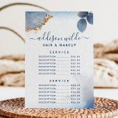 Blue Gold Watercolor Botanischer Service Preis Menükarte