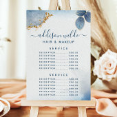 Blue Gold Watercolor Botanischer Service Preis Menükarte