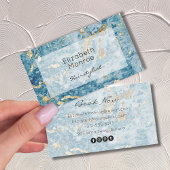 Blue Gold Watercolor Design Visitenkarte