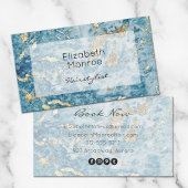 Blue Gold Watercolor Design Visitenkarte