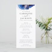 Blue Gold Watercolor Hochzeitsprogramm Menükarte (Stehend Vorderseite)