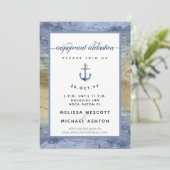 Blue Gold Watercolor #Nautic Engagement Party Einladung (Stehend Vorderseite)