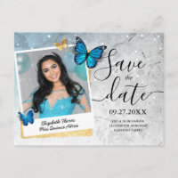 Blue Gold Watercolor Quinte Foto Save the Date
