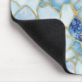 Blue Gold Watercolor Sea Glass Mosaic Pattern Mousepad (Ecke)