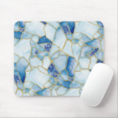 Blue Gold Watercolor Sea Glass Mosaic Pattern Mousepad (Mit Mouse)