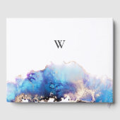 Blue Gold Watercolor Wedding Gästebuch (Rückseite)