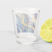 Blue Gold Wedding Beach Funny Save the Date Schnapsglas (Rückseite)